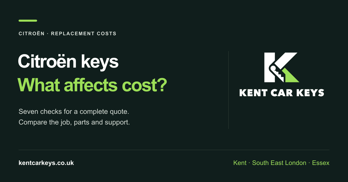 citroen car key replacement costs uk: Seven checks for a complete quote.