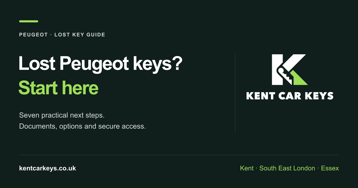 lost peugeot car keys in kent: Seven practical next steps.