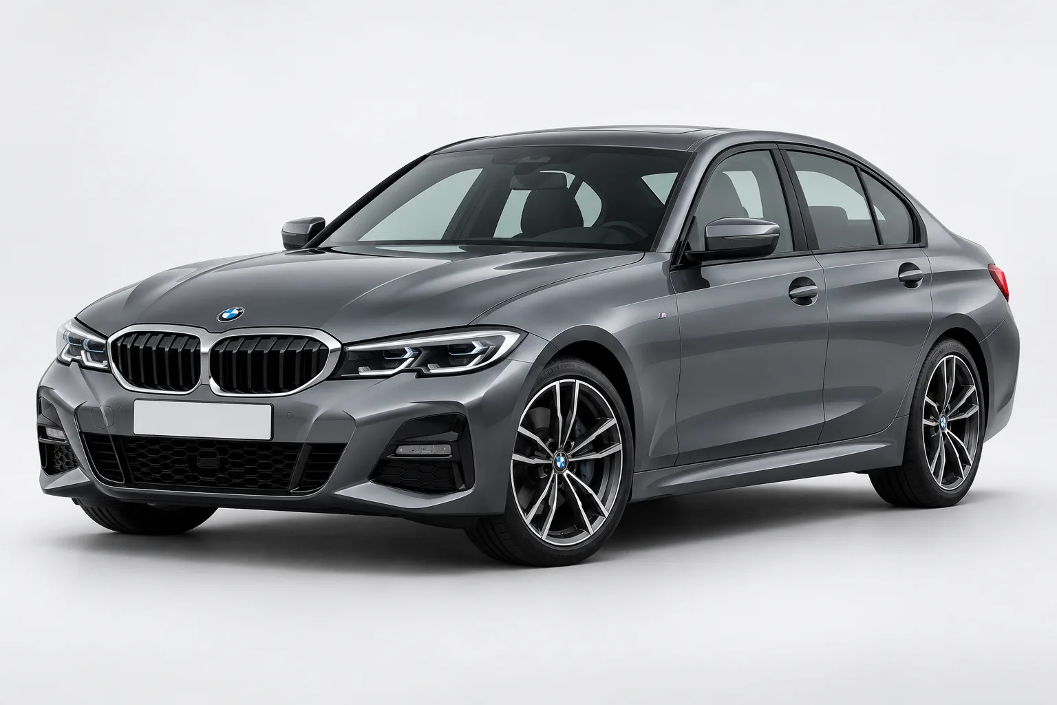 Grey BMW 3 Series in a studio — illustrative concept image