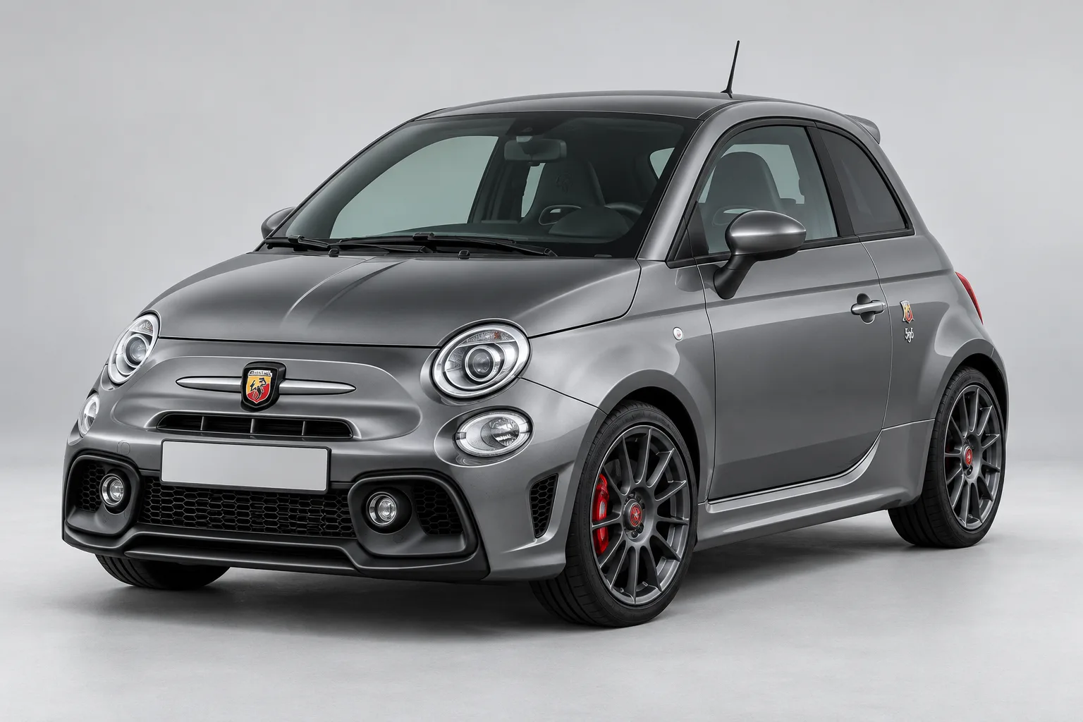 fiat abarth key replacement – Grey Fiat Abarth in a studio — illustrative concept image