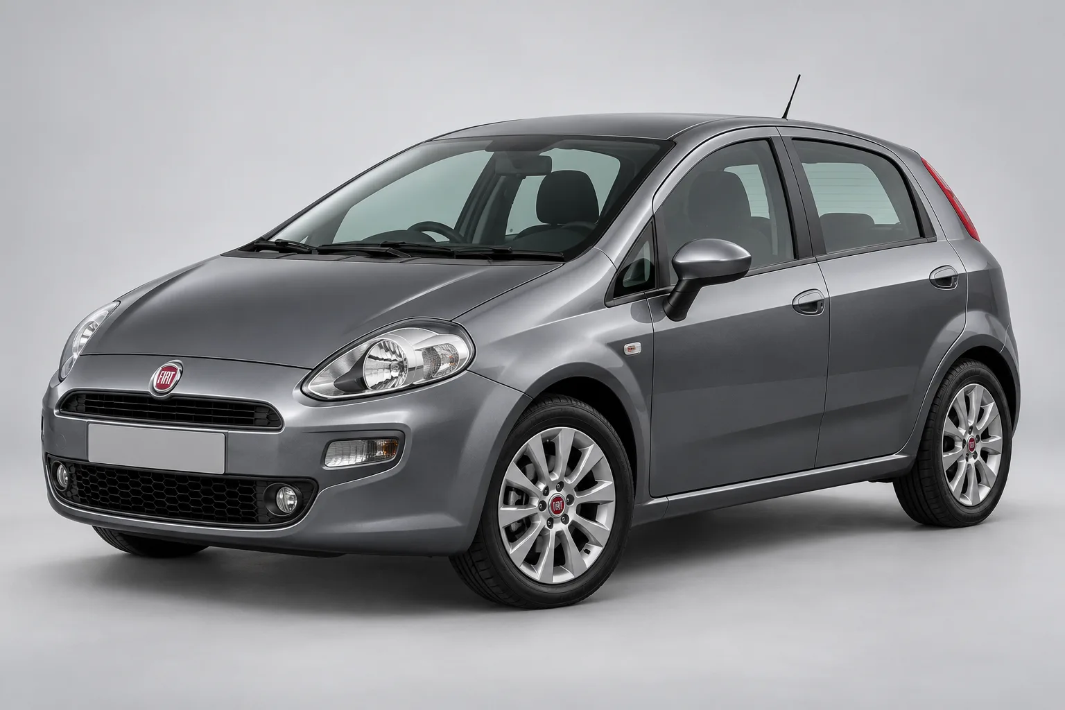 Grey Fiat Punto in a studio — illustrative concept image