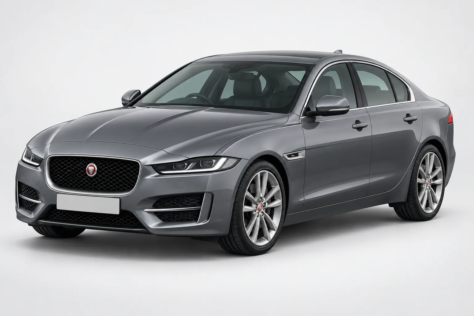 Grey Jaguar XE in a studio — illustrative concept image