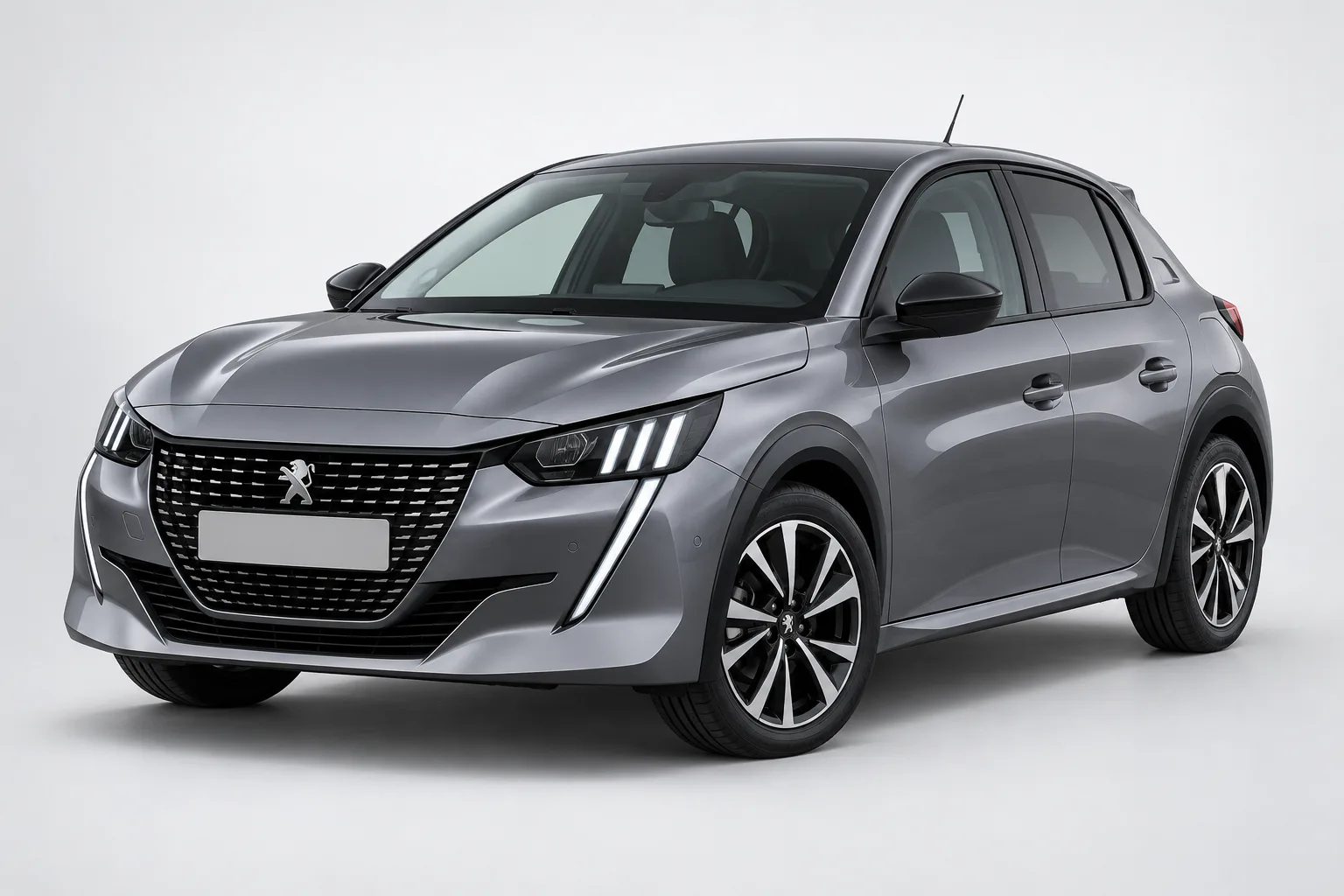 peugeot 208 key replacement – Grey Peugeot 208 in a studio — illustrative concept image