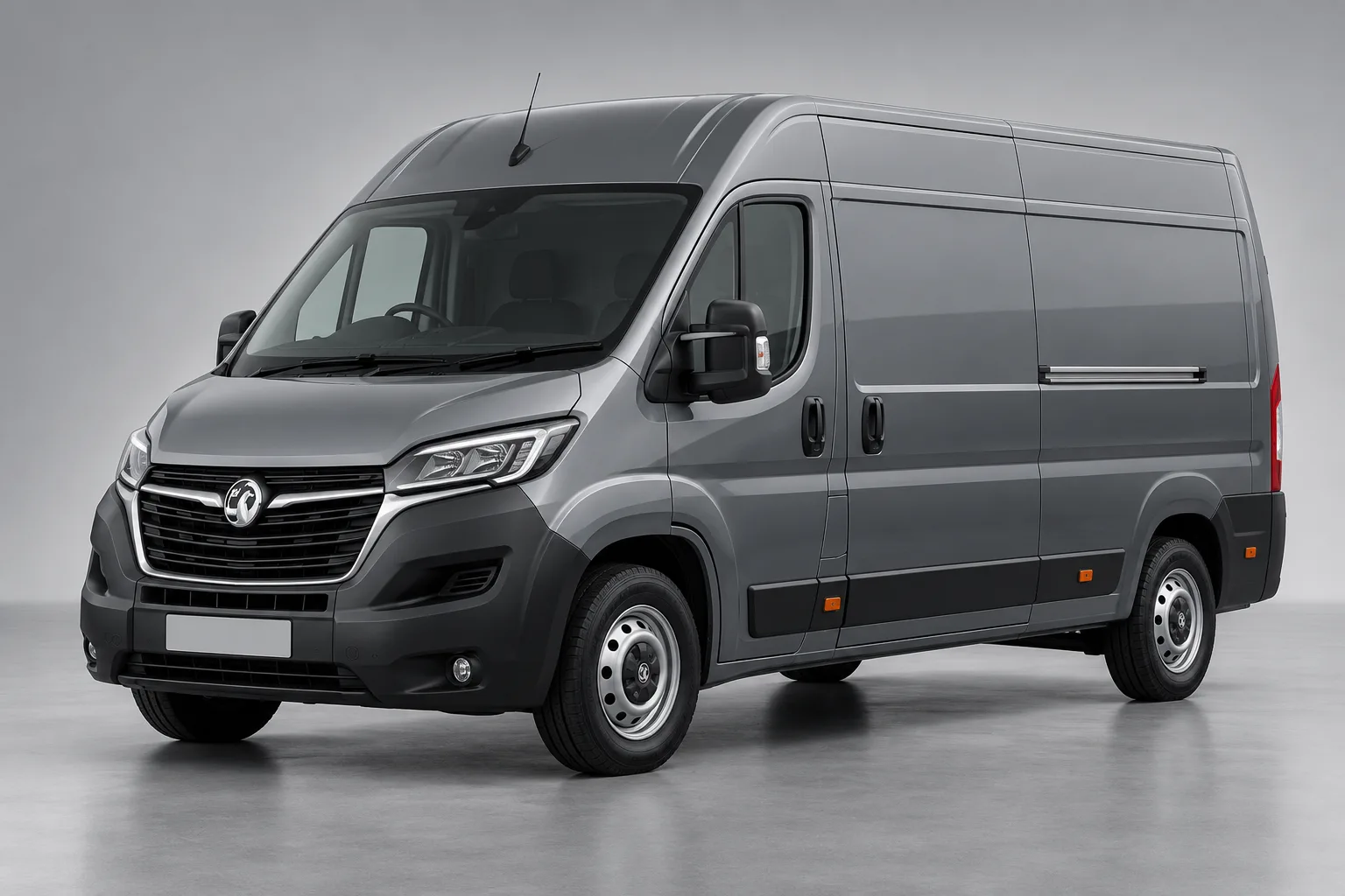 Grey Vauxhall Movano in a studio — illustrative concept image